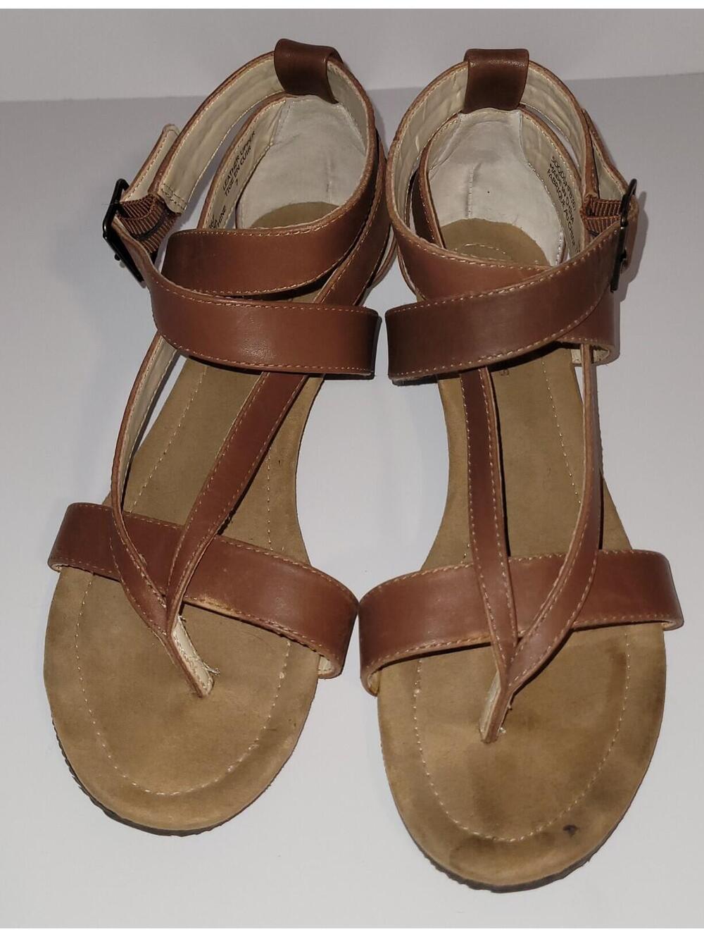 Denver Hayes Women’s Brown Leather Gladiator Sandals – Size 7